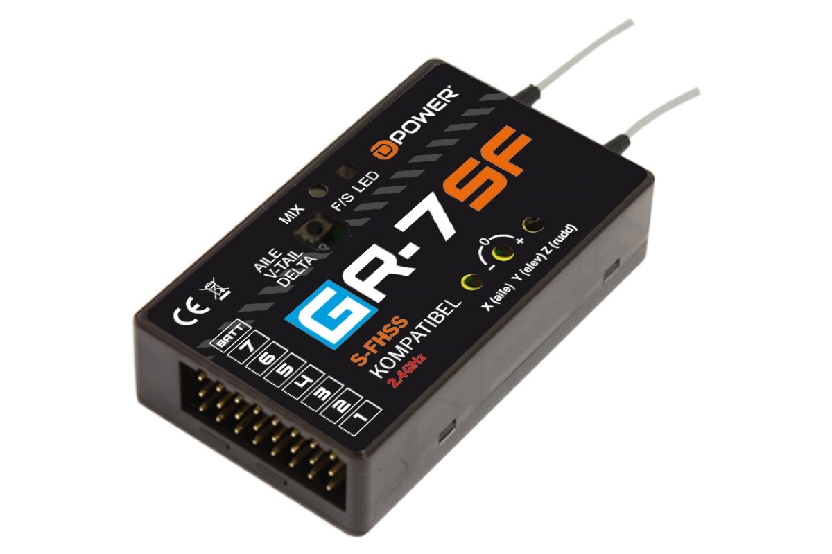 GR-7SF 2.4GHZ EMPFÄNGER MIT 3X GYRO FUTABA S-FHSS KOMPATIBEL